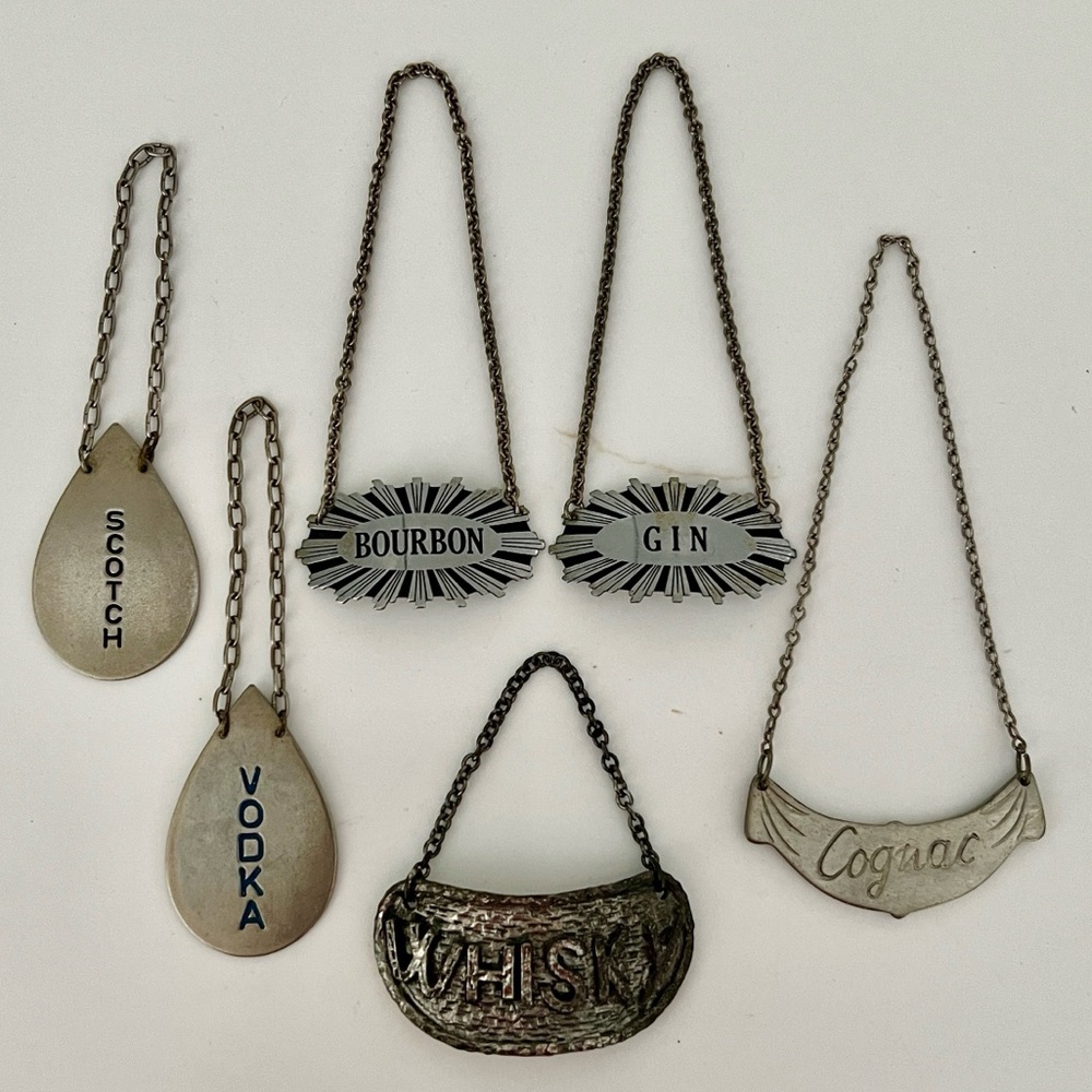 Vintage Decanter Tags - Set of 6